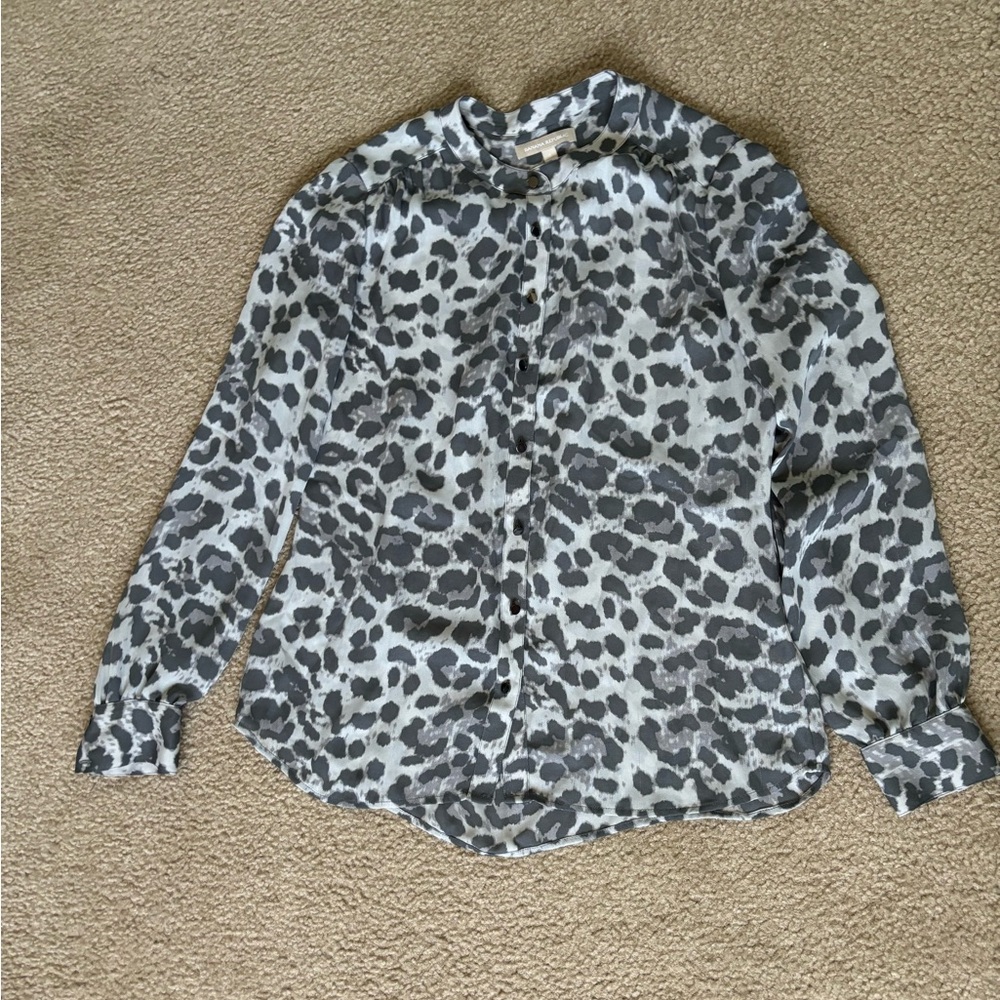 Banana Republic Animal Print Long Sleeve Blouse